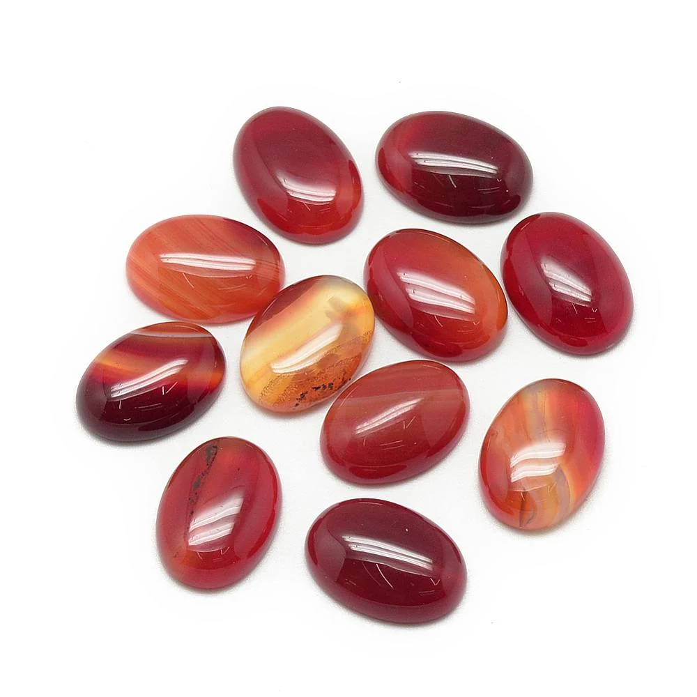 Cabochon 14x10mm Agat Firebrick Flatback Naturliga ädelstenar, 2st