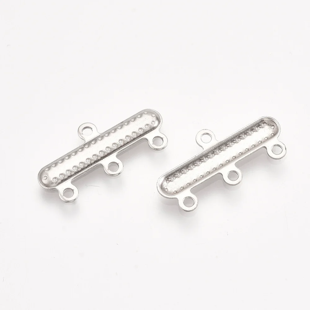 Connector 3-radig Rektangulär Länk i Rostfritt stål Nickelfri, 6-pack