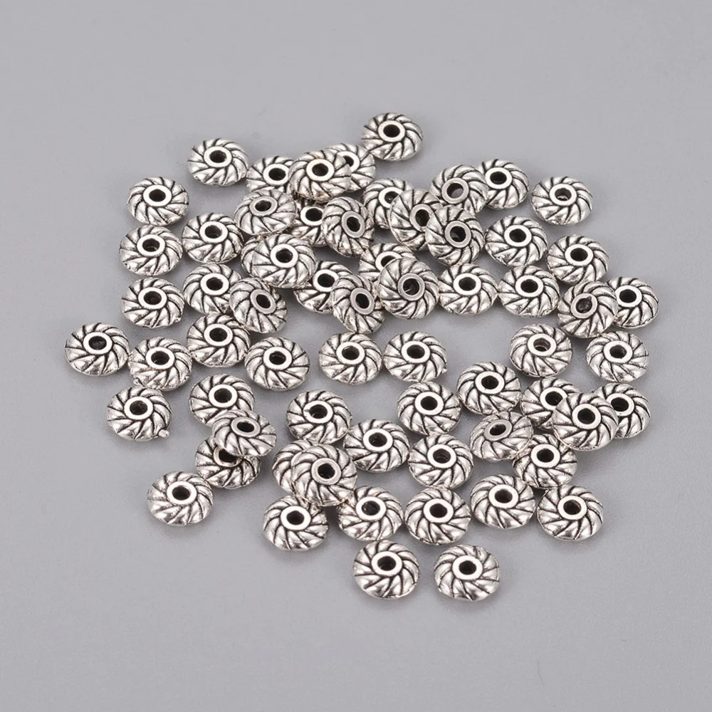 Metallpärlor Distanspärlor 6x2mm Antiksilver, 20-pack