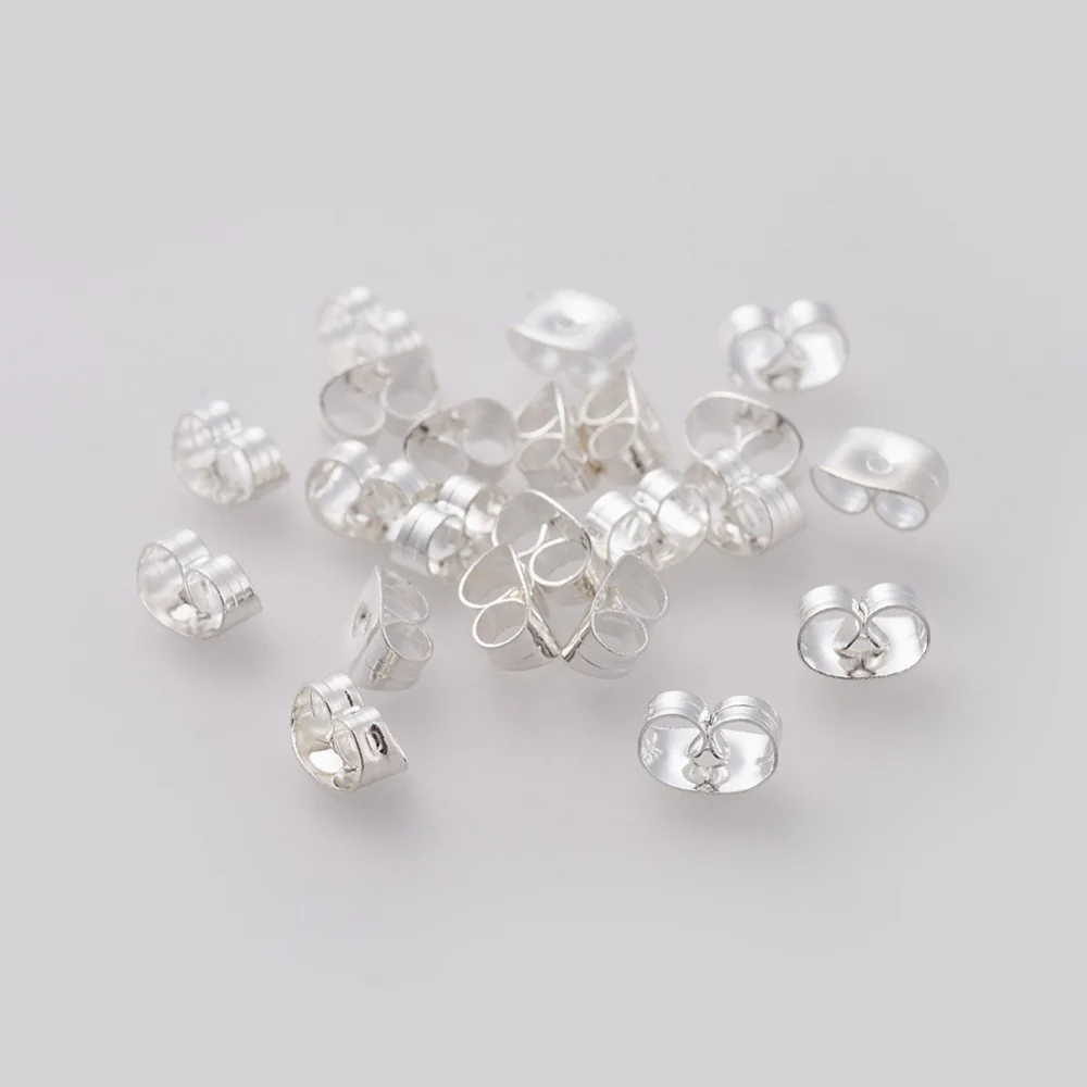 Bakstycken 6x4,5mm Stopp till Örhängen Silverpläterade, 20-pack