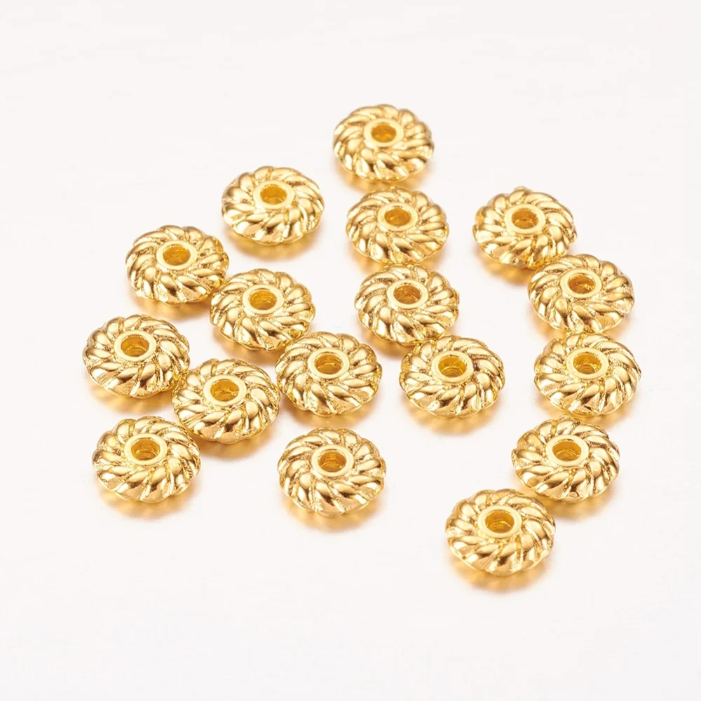 Metallpärlor Distanspärlor 6x2mm Gyllene, 20-pack